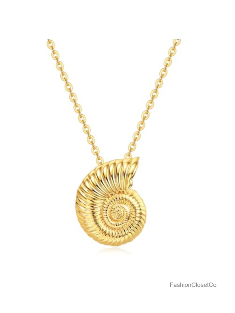 Chunky Gold Plated Conch Shell Necklace for Women Beach Seashell Pendant